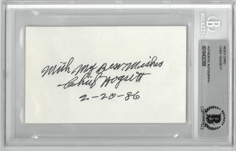 Chief Hogsett Autographed 3x5 Index Card