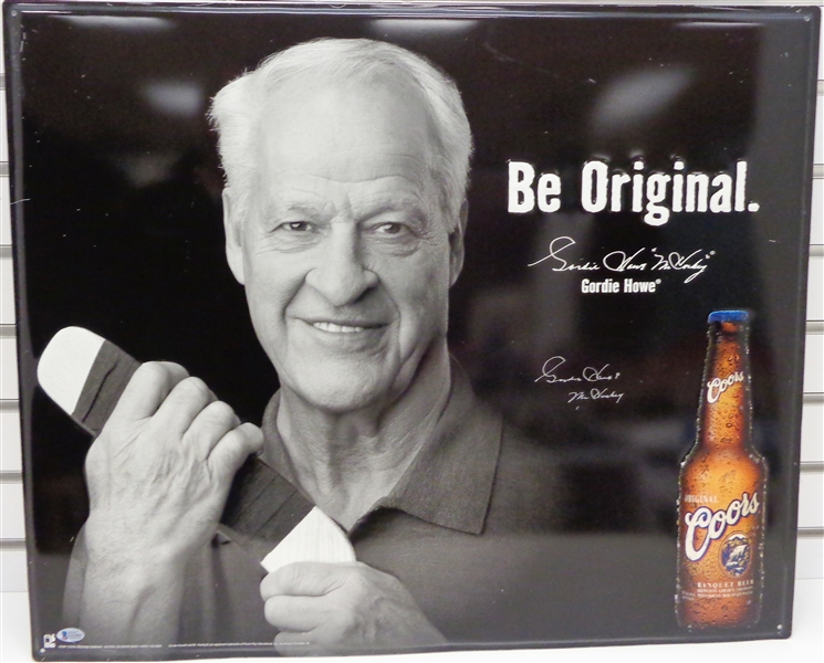 Gordie Howe Autographed 23x28 Coors Metal Sign