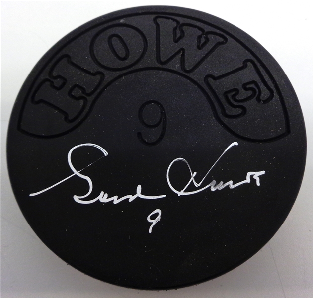 Gordie Howe Autographed Engraved Puck