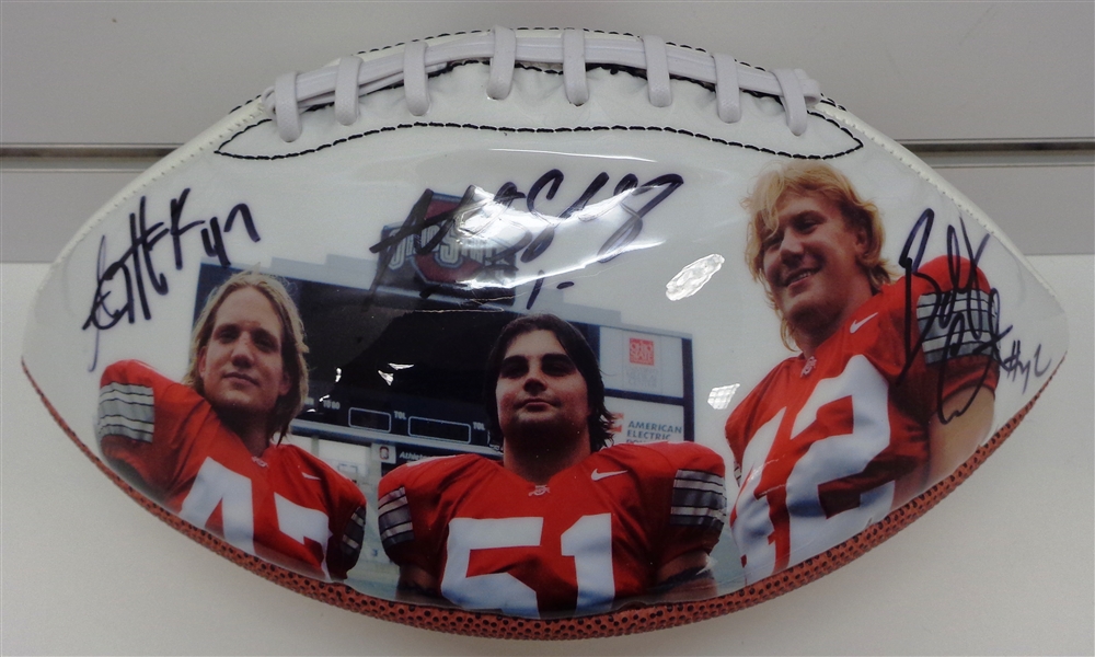 AJ Hawk, Schlegel & Carpenter Autographed Football