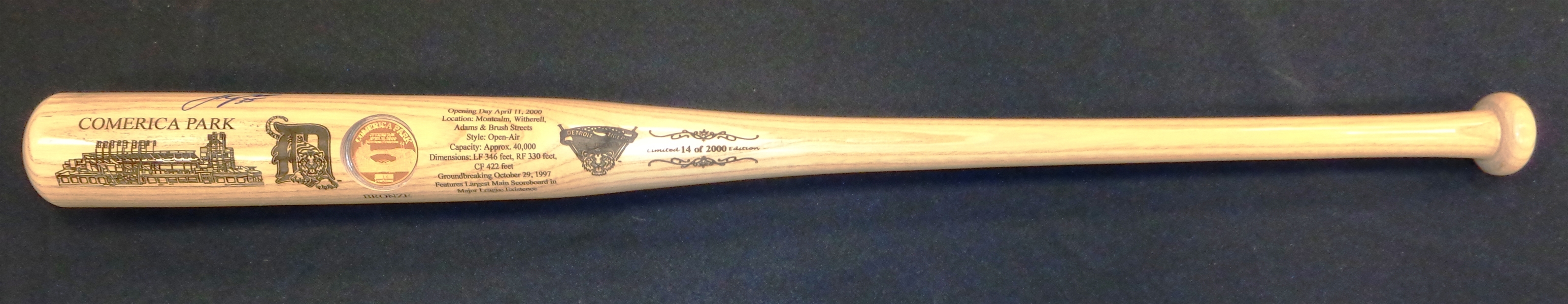 Justin Verlander Autographed Comerica Park Bat