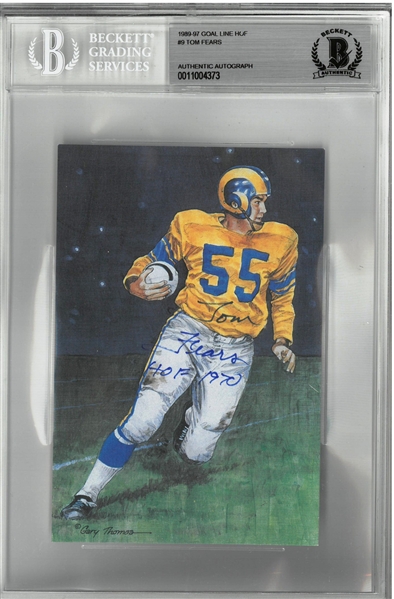 Tom Fears Autographed Goal Line Art Card