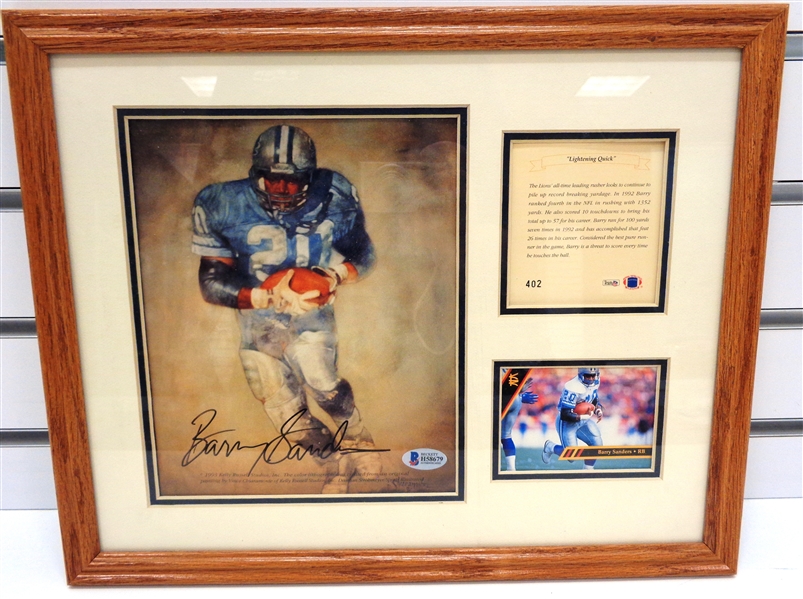 Barry Sanders Autographed 12x15 Framed Piece