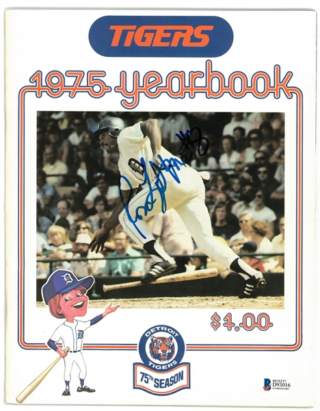 Ron LeFlore Autographed 1975 Tigers Yearbook