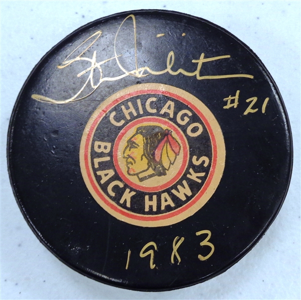 Stan Mikita Autographed Black Hawks Vintage Game Puck