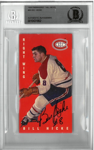 Bill Hicke Autographed 1994 Parkhurst Tall Boys