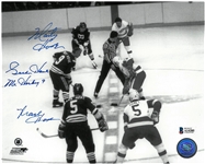 Mark, Marty and Gordie Howe Autographed 8x10 B&W Photo