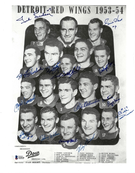 1953/54 Red Wings Autographed by 14 11x14 Photo