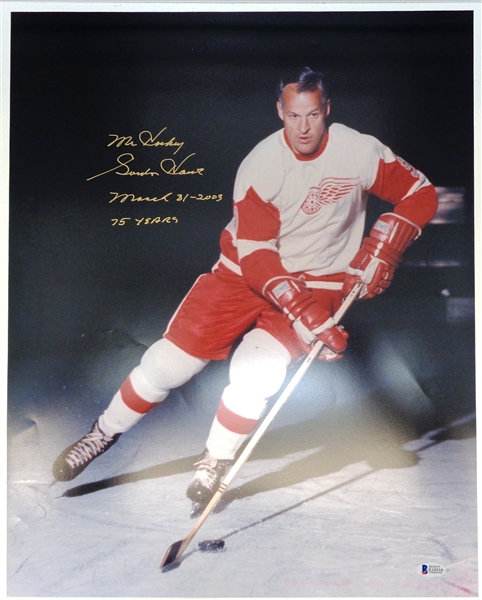 Gordie Howe Autographed 16x20 Photo - 75th Birthday