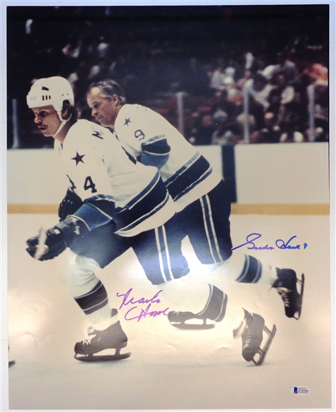 Gordie Howe & Mark Howe Autographed 16x20 Photo