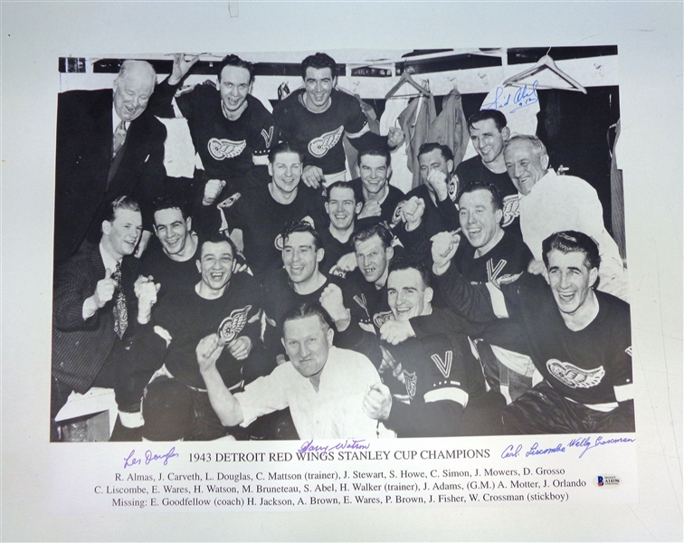 1943 Red Wings 16x20 Signed by 5