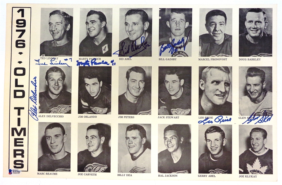 Red Wings 1976 Old Timers 12x18 Signed by 7