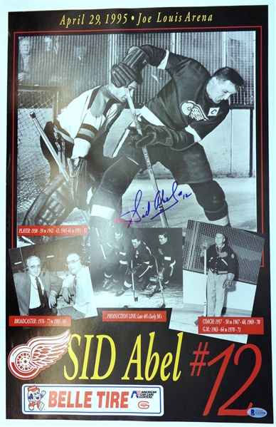 Sid Abel Autographed 14x22 Number Retirement Poster