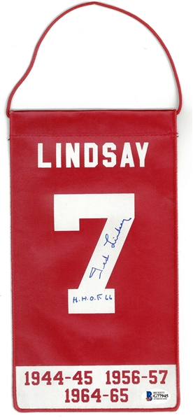 Ted Lindsay Autographed Mini Retirement Banner