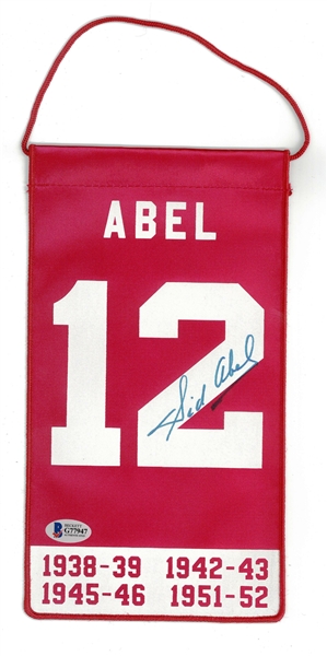 Sid Abel Autographed 5.5x10 Mini Retirement Banner