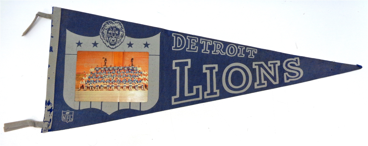 1960s Detroit Lions Pennant with Team Photo