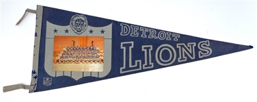 1960's Detroit Lions Pennant with Team Photo