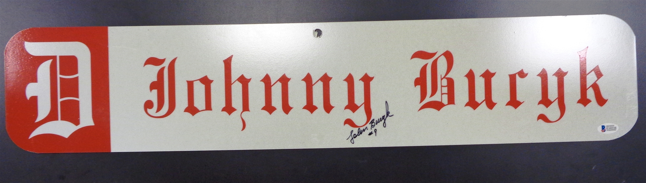 Johnny Bucyk Autographed 6x30 Street Sign