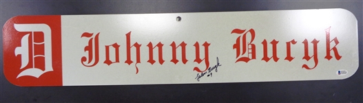 Johnny Bucyk Autographed 6x30 Street Sign