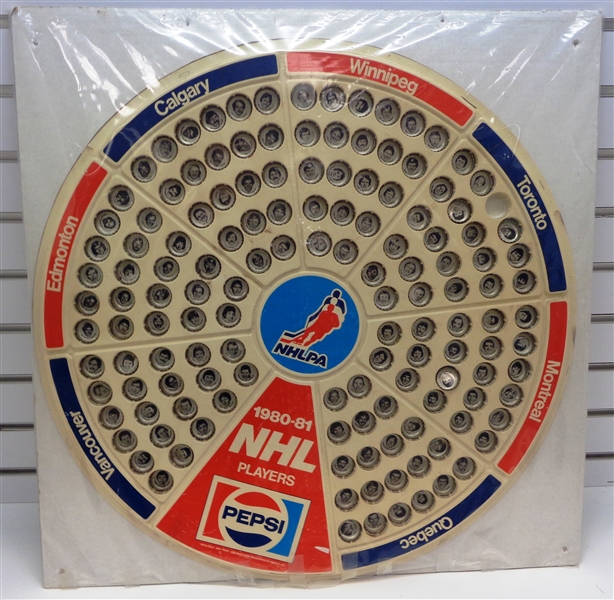 1980/81 NHL Pepsi Bottlecaps with Display