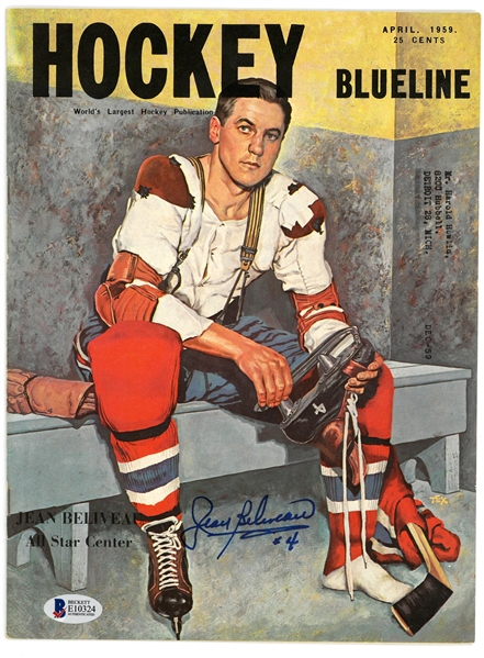 Jean Beliveau Autographed 1959 Hockey Blueline