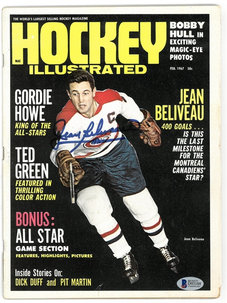 Jean Beliveau Autographed 1967 Hockey Illustrated