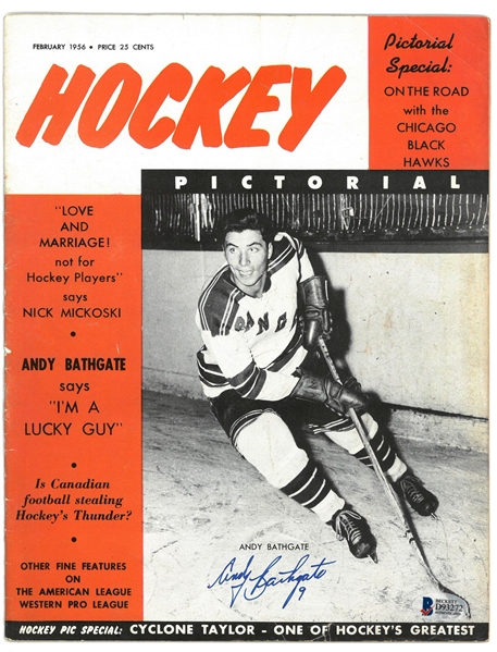 Andy Bathgate Autographed 1956 Hockey Pictorial