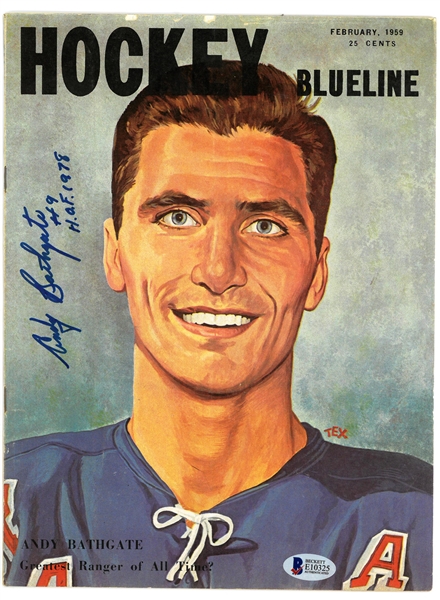 Andy Bathgate Autographed 1959 Hockey Blueline