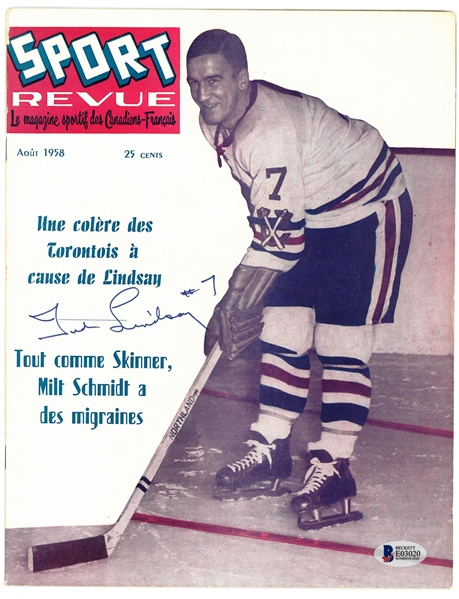 Ted Lindsay Autographed 1958 Sport Revue