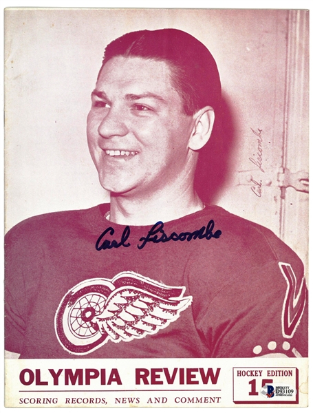 Carl Liscombe Autographed Vintage Red Wings Program