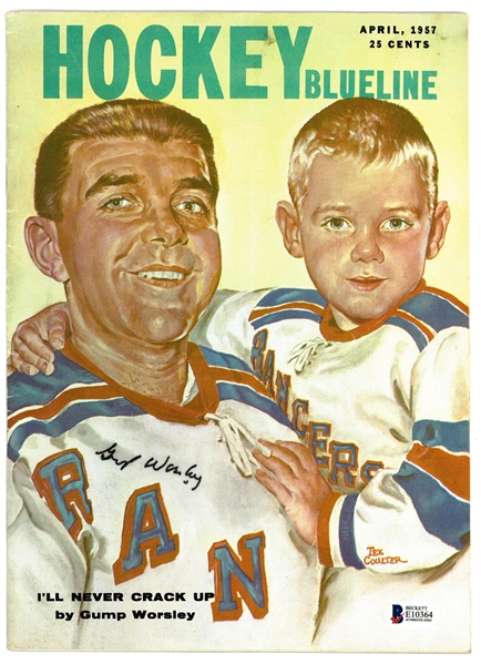 Gump Worsley Autographed 1957 Hockey Blueline