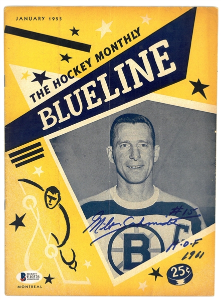 Milt Schmidt Autographed 1955 Hockey Blueline