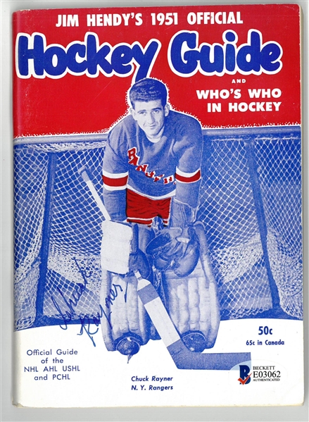 Chuck Rayner Autographed 1951 Hockey Guide