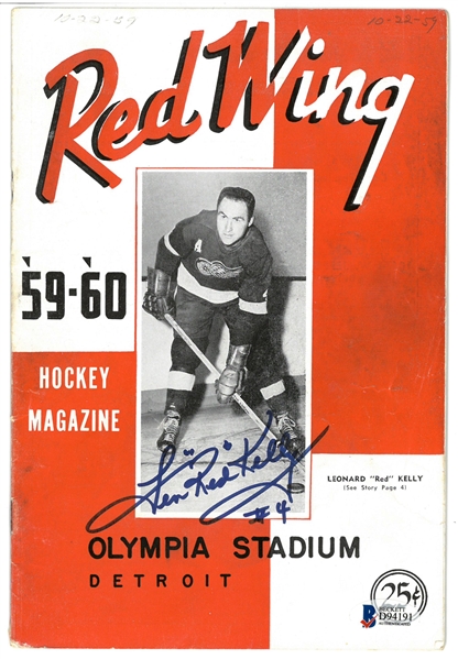 Red Kelly Autographed 1959 Red Wings Program