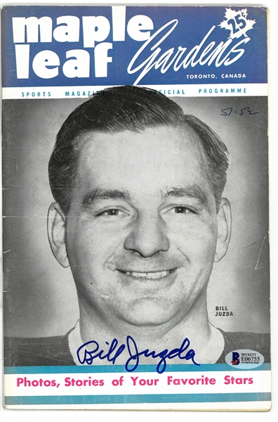 Bill Juzda Autographed 1951/52  Maple Leafs Program