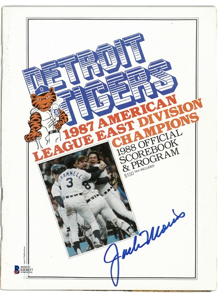 Jack Morris Autographed 1988 Tigers Program