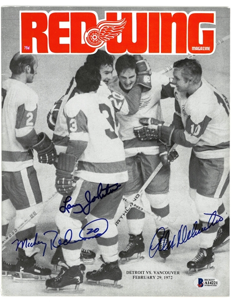 Delvecchio, Johnston, Redmond Autographed 1972 Program
