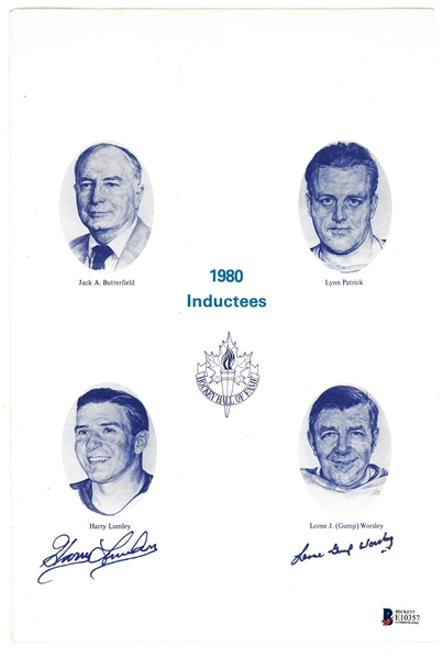 Harry Lumley & Gump Worsley Autographed 1980 HHOF Program