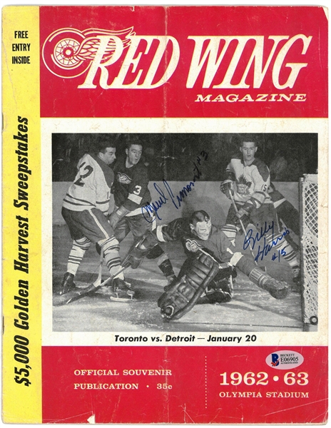 Marcel Pronovost & Billy Harris Autographed 1963 Program