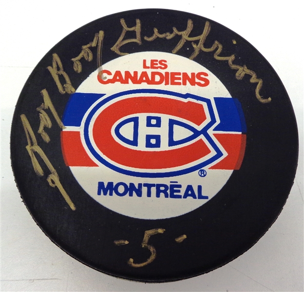 Boom Boom Geoffrion Autographed Montreal Canadiens Puck