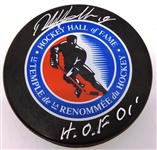 Dale Hawerchuk Autographed HOF Logo Puck w/ HOF 01