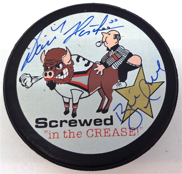 Dominik Hasek & Brett Hull Autographed 1999 Playoffs Puck