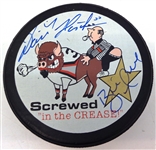 Dominik Hasek & Brett Hull Autographed 1999 Playoffs Puck