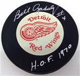 Bill Gadsby Autographed Detroit Red Wings Puck w/ HOF 1970