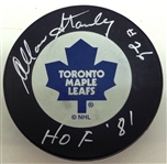 Allan Stanley Autographed Toronto Maple Leafs Puck w/ HOF 81