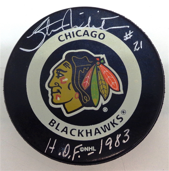 Stan Mikita Autographed Chicago Blackhawks Puck w/ HOF 1983