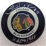 Stan Mikita Autographed Chicago Blackhawks Puck w/ HOF 1983