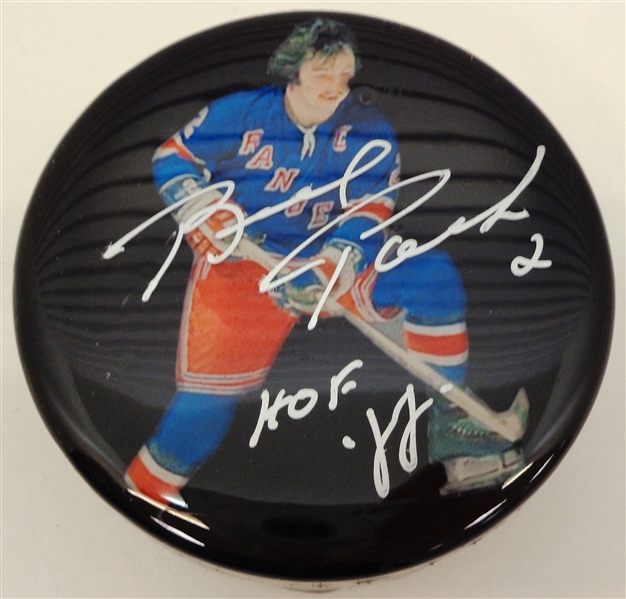 Brad Park Autographed Photo Puck w/ HOF 88