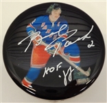 Brad Park Autographed Photo Puck w/ HOF 88