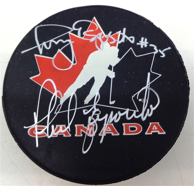 Tony & Phil Esposito Autographed Team Canada Puck